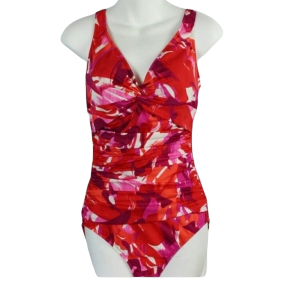 Tummy control One piece Red Swim Swimsuit 10 Retro